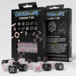 Dados Crosshairs Compact D6 En Blanco Y Perla (7 Unidades) – Q Workshop