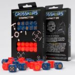 Dados Crosshairs Compact D6 En Cobalto Y Rojo (7 Unidades) – Q Workshop