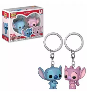 Funko Keychain de Stitch y Angel Disney. Llavero