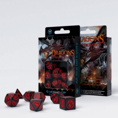 Bolsa De Dados Dragons Negro & Rojo (7 Unidades) - Q Workshop